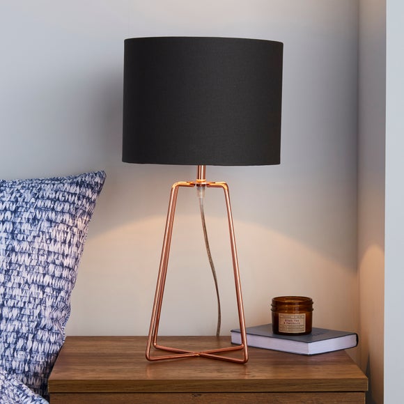 Hester Wire Base Table Lamp Copper Dunelm